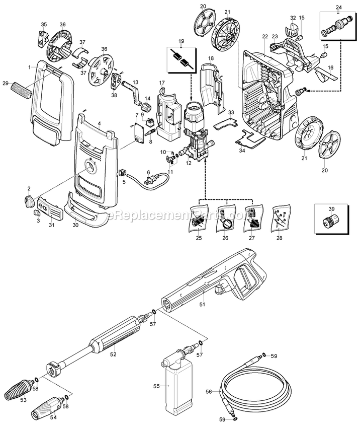 Black and Decker BW20-AR (Type 1) Pressure Washer Power Tool Page A Diagram
